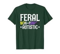 Feral Non Binary Autistic Genderqueer Queer Non Binary T-Shirt, Men, Dark Green, X-Large