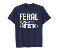 Feral Non Binary Autistic Genderqueer Queer Non Binary T-Shirt, Men, Navy Blue, 3X-Large