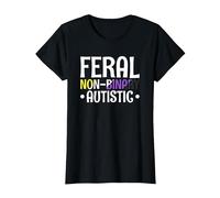 Feral Non Binary Autistic Genderqueer Queer Non Binary T-Shirt, Women, Black, Large