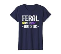 Feral Non Binary Autistic Genderqueer Queer Non Binary T-Shirt, Women, Navy Blue, X-Small