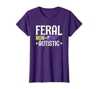 Feral Non Binary Autistic Genderqueer Queer Non Binary T-Shirt, Women, Purple, X-Small