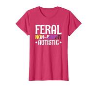 Feral Non Binary Autistic Genderqueer Queer Non Binary T-Shirt, Women, Red Heather, X-Small