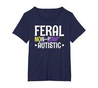 Feral Non Binary Autistic Genderqueer Queer Non Binary T-Shirt, Women's Plus, Navy Blue, 2X