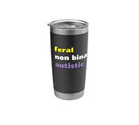 Feral Non Binary Autistic Meme Enby Nonbinary Pride Stainless Steel Insulated Tumbler