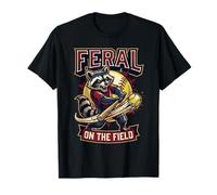 Feral On The Field Funny Raccoon Baseball Softball Player T-Shirt