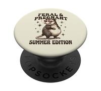 Feral Pregnant Girl Summer Funny Possum Mom PopSockets Adhesive PopGrip