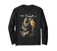Feral Raccoon Eating Taco On City Road Wearing Sunglasses Long Sleeve T-Shirt