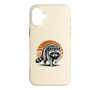 Feral Raccoon On the Prowl Fearless Animal Retro Sunset Case for iPhone 16 Plus
