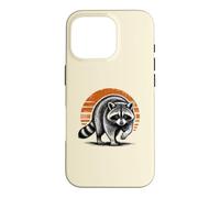 Feral Raccoon On the Prowl Fearless Animal Retro Sunset Case for iPhone 16 Pro
