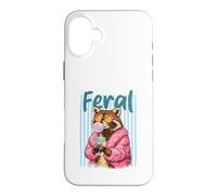Feral Raccoon Pink Coat Sunglasses Martini Bubblegum Case for iPhone 16 Plus