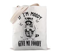 Feral Raccoon Tote Bag If I'm Moody Give Me Foody Tote Bag Raccoon Foodie Gift Raccoon Lover Gift (Give Me Foody TOTE)