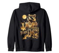 Feral Somebodys Aunt Raccoon Bootleg Howling At The Moon Zip Hoodie