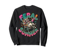 Feral Summer Funny Raccoon Exotic vacation Beach Graphic Sweatshirt