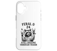 Feral & Twenty Four Funny Raccoon 24 Year Old 24th Birthday Case for iPhone 16 Plus