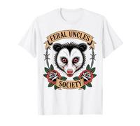Feral Uncles Society Raccoon Tattoo Style Funny Graphic Tee T-Shirt