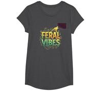 Feral Vibes: Howling Wolf Spirit Animal Adventure T-Shirt, Girls, Dark Heather Grey, Medium