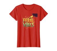 Feral Vibes: Howling Wolf Spirit Animal Adventure T-Shirt, Women, Red, XS