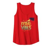 Feral Vibes: Howling Wolf Spirit Animal Adventure Tank Top, Women, Red, XXL