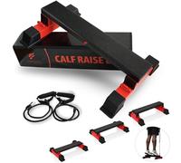 FeralFalcon Pro Adjustable Calf Raise Block - Versatile Workout Platform for Calves, Legs & Upper Body - Raises, Squats, Stretches - Anti-Slip Bar, Band Compatible - Home Gym Equipment