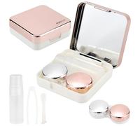 FERCAISH 2-Piece Portable Contact Lens Case Set, Contact Lens Case Set, Mini Contact Lenses Storage Boxes with Mirror, for Contact Lenses (Rose Gold), Rose Gold, Convenient storage