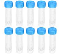 FERCAISH Pack of 10 Sample Tubes 30 ml with Blue Screw Lid, Disposable Urine Tubes, Plastic Test Tube, Sample Container, Test Tubes for Laboratory and Hospital