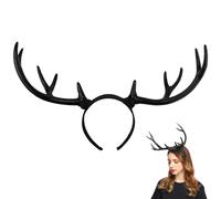 FERCAISH Reindeer Antler Headband, Black Deer Horn Elk Headband Headpiece for Christmas Party, Large Antler Ears Hairband
