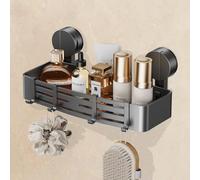FERCOSEN Suction Cup Shower Caddy Without Drilling | 4 Hooks, 32 cm Length, 10 kg Load Capacity, 1-Minute Installation | Removable and Rust-Free Shower Shelf