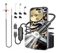 Ferdiiz Endoscope Inspection Camera, 1920P HD Inspection Camera, 16.4ft Semi-Rigid Snake Endoscope with 1.6m Retractable Claw Retriever Stick, IP67 Drain Pipe Borescope, Gift for Men, iOS9+ Android 6+