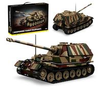 Ferdinand Elefant Heavy Tank Destroyer Building Blocks Set, 1702 PCS Assault Military Vehicle Brick Toys for Home Decor, Armored Vehicle Collectible Building Kit, Creative Gift for History Fans