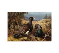 Ferdinand Von Wright Capercaillie Cocks 1876 Realism Wall Art Print Featuring Forest Birds in Natural Habitat Wall Art Bedroom Prints Home Decor Hanging Picture Canvas Paintings Unframe 20x30inch(50x