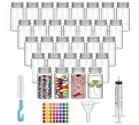 Ferenando 30 Pcs Glass Test Tubes with Lids, 30ml Glass Bottle with Screw Cap, Flat Bottom - Empty Transparent Vials, Small Test Tubes for Candy, Bath Salt, Beads & Sensory Materials