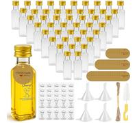 Ferenando 54 Pack Mini Alcohol Bottles 25ml/0.85oz, Reusable Mini Plastic Bottle with Screw Caps, Miniature Alcohol Bottles Empty for Vodka, Baileys, Weddings Parties - Include Hangtag, Funnel, Label