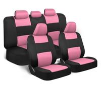 FERFXN Car Seat Covers Full Set For Nissan For Qashqai For Tiida Universal Waterproof Full Set Leather Car Seat Covers Covers Car Seat(Black Pink)