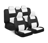 FERFXN Car Seat Covers Full Set For Nissan For Qashqai For Tiida Universal Waterproof Full Set Leather Car Seat Covers Covers Car Seat(Black White)