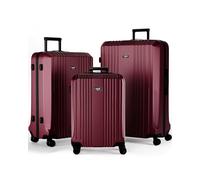 FERGÉ Hard Shell Suitcase Set 3-Piece + TSA Lock Cannes Trolley Set - Hand Luggage 55 cm, L and XL Set of 3 Hard Shell suitcases Rolling Suitcase 4 Wheels Dark red