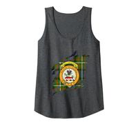 Ferguson Clan Crest and Tartan Scottish Surname Tank Top, Women, Dark Heather Grey, XX-Large