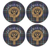Ferguson Scottish Clan Family Name Round Cork Backed Coasters Set of 4