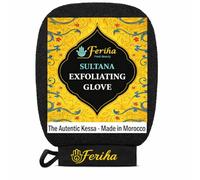 FERIHA Sultana Original Kessa Exfoliating Glove - Moroccan Hammam Mitt for Deep Cleansing, Dead Skin & Keratosis Pilaris - Microdermabrasion Scrubber for Spray Tan Removal, Long-Lasting, Made in