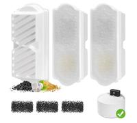 Feriva 3 Pack Replacement Filters for 2.2L Ceramic Wireless Pet Water Dispenser, Triple Filtration Cat Drinking Fountain Filters, with Ion Resin and Activated Carbon