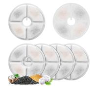 Feriva 6 Pack Cat Water Fountain Filters, Pet Fountain Filter, Triple Filtration Replacement Filters for Most 3L and 2L Flower Cat Water Dispenser(5.5 inch Diameter)