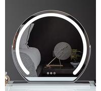 FERKAP LED Mirror With Dimmable,Illuminated Makeup Mirror Large Vanity Mirror Touch Screen Tabletop Rechargeable Light Up Mirror For Dressing Table And Bedroom (Color : Silver, Size : 52cmX48cm)