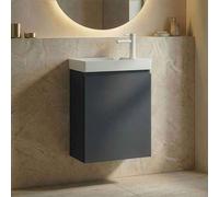 ferla 400mm wooden wall mounted vanity unit & basin with 1 door in matte anthracite