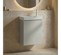 ferla 400mm wooden wall mounted vanity unit & basin with 1 door in matte cashmere