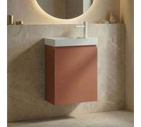 ferla 400mm wooden wall mounted vanity unit & basin with 1 door in matte cinnamon