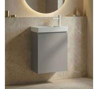 ferla 400mm wooden wall mounted vanity unit & basin with 1 door in matte mink