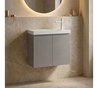 ferla 600mm wooden wall mounted vanity unit & basin with 2 doors in matte mink