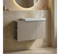 ferla 800mm wooden wall mounted vanity unit & basin with 2 doors in matte mink
