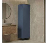 ferla tall wooden bathroom storage cabinet in petrol blue