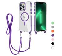FERLAN Crossbody Lanyard Case for iPhone 16 Pro with Strap, Necklace Mobile Phone Case with Mag-Safe Transparent TPU Acrylic Case Cover with Cord Adjustable Lanyard Protective Case -white