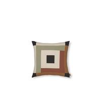 Ferm Living Border Patchwork Cushion Dark Sage/ Maroon